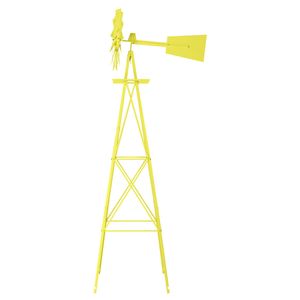 Moderno Mulino a Vento Giallo da 8 Piedi Resistente alle Intemperie, Ornamento Durevole in Acciaio e Rame per Pareti Esterne e Giardini - Product Image 3
