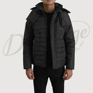 Chaqueta Acolchada Negra para Hombre con Capucha Desmontable Extra Grande, Parka Acolchada Cálida de Invierno, Abrigo Térmico para Exteriores - Product Image 1