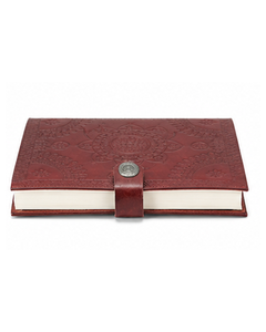 Wholesale Handmade Blood Red Floral embossed leather notebook with attached Button Closure - Product Image 4