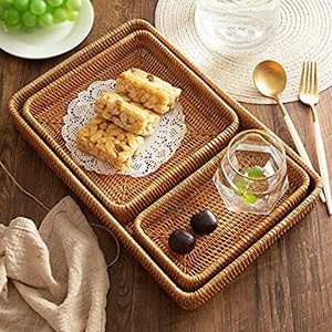 Plateau rond classique en rotin naturel de haute qualité pour la cuisine, le salon et l'extérieur - Durable et facile à nettoyer - Product Image 6