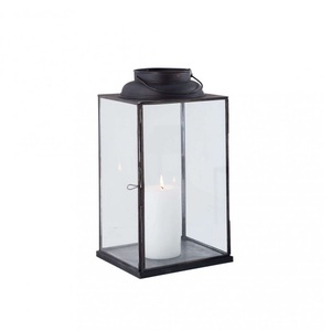 High Quality <b>Square</b> <b>Glass</b> Lantern Black Metal Frame Home Decoration Candle Holder Lantern Eco-Friendly Home Interior Decorate - Product Image 2