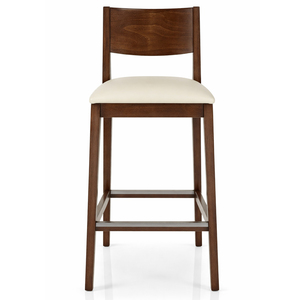 Silla de Bar Niwara de Madera de Teca Sólida de Primera Calidad, Contemporánea, Superventas, Taburete de Barra con Asiento Tapizado en Blanco, Lujosa para Hotel o Casa de Campo - Product Image 3
