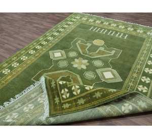 Tapis floral en beige et crème. Tapis en laine pour la décoration intérieure, tissé à la main, qualité supérieure, prix raisonnable, idéal pour la prière. - Product Image 2