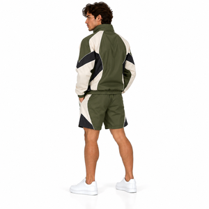 Custom Men Short Set Windbreaker Hooded <b>Jacket</b> Athletic Shorts Set Reflective Piping Custom Men's Streetwear Short Tracksuit - Product Image 4