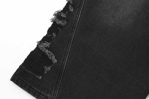 Pantalones Cortos de Mezclilla Anchos Negros para Hombre, Bordados, Estilo Hip Hop, Rotos, Desgastados, Streetwear Y2K, Casuales, para Verano - Product Image 3