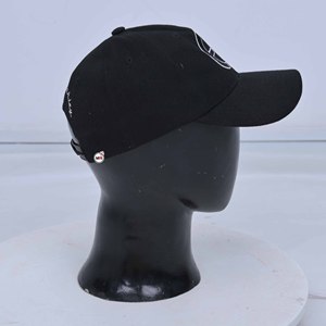 Black 6-Panel Baseball <b>Caps</b> With White Embroidered Logo Adjustable Unisex Cotton Casual Hat For Adults for Men <b>Womens</b> <b>Caps</b> - Product Image 4