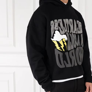 Nouveauté 2026 : Sweats à capuche personnalisés pour hommes, style tendance, couleur unie, impression en relief, vente en gros - Product Image 5