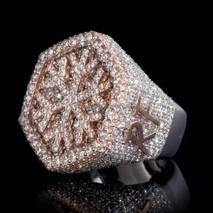 Designer Initial Moissanite Diamond <b>Ring</b> White Gold Luxury <b>Statement</b> <b>Ring</b> - Product Image 3
