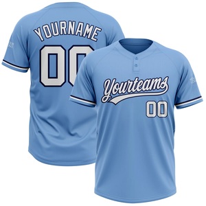 Nouvelle arrivée, maillot de baseball bleu clair personnalisé Yourteams 00, impression sublimée, col en V, manches courtes, unisexe, adulte, évacuation de l'humidité - Product Image 1