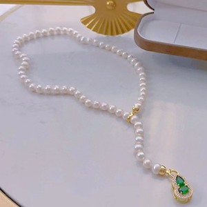 Collier long en perles non nucléaires Hulunbutton, environ 50 cm de long, avec chaîne facile à attacher, 7-8 mm - Product Image 4