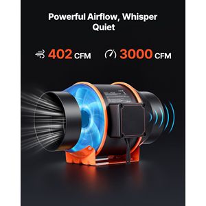 Ventilatore Inline da 6 Pollici con Motore EC, 10 Velocità, Timer PWM, 402 CFM, Ventilazione a 3 Velocità, Montaggio a Soffitto, Personalizzazione ODM - Product Image 4