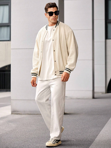 Customized Men's Varsity <b>Jackets</b> With Sleeves <b>Letterman</b> <b>Jacket</b> Wholesale Blank Top Trending High Quality Cream Varsity <b>Jacket</b> - Product Image 2