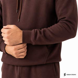 Sweat-shirt à capuche marron pour homme SINEWY, coupe ample, couleur unie, décontracté, en molleton, avec poche, vêtement d'hiver, 100% coton - Product Image 6