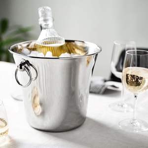 Elegante Cubitera de Acero Inoxidable para Almacenamiento de Hielo, Enfriamiento de Vino, Cerveza y Champaña, con Asa Resistente, Ideal - Product Image 1