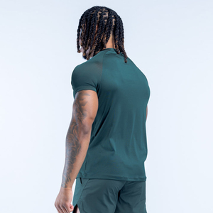 เสื้อยืดออกกำลังกายคอกลมสีเขียวสเลทสำหรับผู้ชาย คุณภาพสูง OEM เนื้อผ้าเบาสบาย ระบายอากาศได้ดี เสื้อวิ่งผู้ชายแบบรัดรูป - Product Image 6