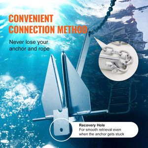Kit Ancora Fluke da 13 libbre con Catena da 7,9 piedi e Corda da 101 piedi, Griffe da 2x0,4 pollici in Acciaio Zincato a Caldo per Yacht e Barche - Product Image 5