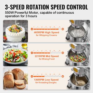 Impastatrice Commerciale in Acciaio Inox da 450W 10Qt con Funzione Timer per Uso in Panetteria - Product Image 3