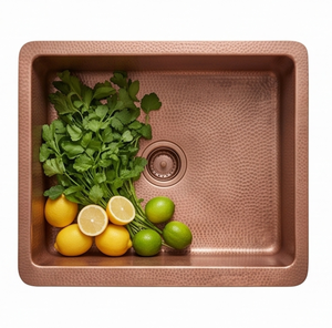Évier de cuisine rectangulaire simple en cuivre de qualité supérieure, finition brossée, design industriel, facile à nettoyer - Product Image 4