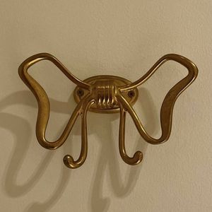 Porte-manteau mural décoratif en métal, style vintage, résistant à la rouille, pour salle de bain, motif papillon doré - Product Image 1