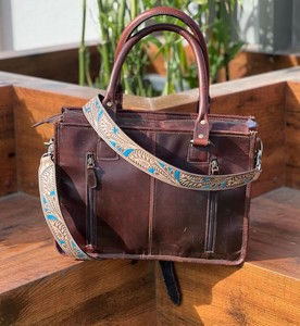 ใหม่สไตล์วินเทจแฮนด์เมด Turquoise เครื่องมือหนัง Tote กระเป๋าใหม่สไตล์ตะวันตก Turquoise เครื่องมือหนังคลัทช์ผู้หญิงชุด Combo - Product Image 6