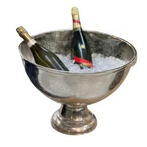 Cubo de Hielo Grande de Acero Inoxidable Martillado para Champán y Vino con Soporte para Múltiples Botellas, Ecológico, para Fiestas y Bares - Product Image 1