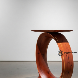 Luxury Circular Halo Solid Wood Side <b>Table</b> Modern Handcrafted Ring Ottoman & End <b>Table</b> for Designer Home Hotel Lounge Decor - Product Image 2