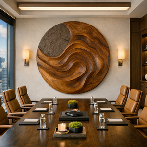 Sculpture murale Art Déco artisanale en bois organique de luxe Luxali, écologique, durable, décoration murale pour salon - Product Image 5