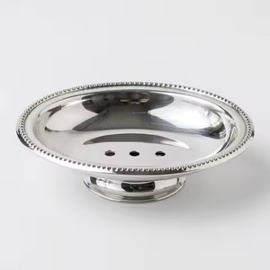 Draining Style Antique Style Silver Metal Shell Shape <b>Soap</b> Dish Freestanding Footed Bathroom Accessory Decorative <b>Soap</b> <b>Holder</b> - Product Image 1