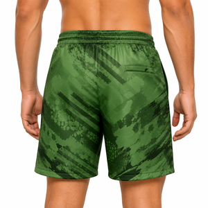 Shorts de bain pour homme personnalisés, séchage rapide, vert, sublimés, légers, en polyester, avec cordon de serrage élastique - Product Image 4