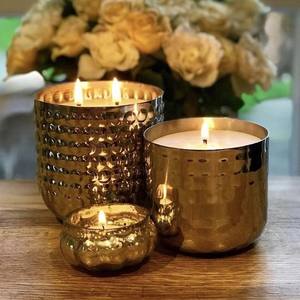 Bol à bougie en cuivre martelé fait main vintage avec couvercle, porte-bougie décoratif pour aromathérapie, article cadeau de luxe - Product Image 1