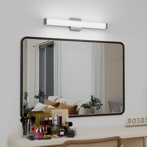 25-Inch 14W 6000K Cool White LED <b>Vanity</b> <b>Light</b> Brushed Nickel Square Wall Bar Lighting Fixtures with <b>Mirror</b> for Bathroom - Product Image 1