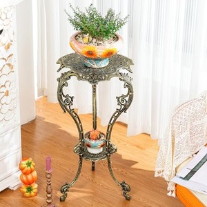 Soporte para Plantas de Madera de Teca Tradicional Hecho a Mano - Motivos Florales Premium - Venta al por Mayor - Product Image 4