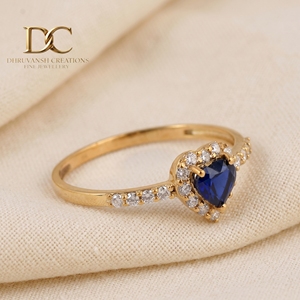 Anillo de Compromiso de Oro Amarillo Sólido de 14 Quilates con Certificado IGI al por Mayor para Mujer con Diamante Cultivado en Laboratorio y Topacio Azul de Londres en Forma de Corazón - Product Image 5