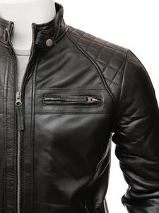 Blouson de travail personnalisé pour homme, style motard, en cuir, avec fermeture éclair, vente en gros, blouson rétro en cuir pour homme - Product Image 2