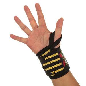 Muñequeras elásticas ajustables rojas y negras para gimnasio, fitness, levantamiento de pesas, soporte para entrenamiento de powerlifting - Product Image 4