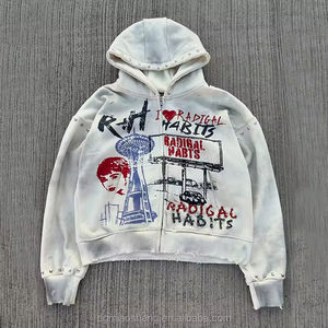 Sweat-shirt à capuche ample pour homme, effet délavé, avec tissu résistant, doublure intérieure douce et style streetwear, grande taille - Product Image 3