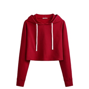 Personalización Tamaño Crop Top Cordón Sudadera con capucha Fitness Cropped Top Hoodie Set Mujeres Venta caliente Sudadera con capucha Unisex Precio razonable - Product Image 4