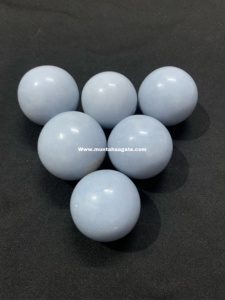 Sphère de cristal d'angélite bleue ronde de haute qualité pour les décorations Art et objets de collection Angelite Ball Muntaha Agate - Product Image 3