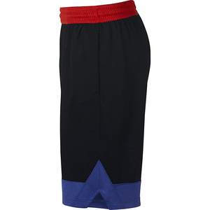 Shorts Bermuda pour homme, couleur noire, avec ceinture rouge et ourlet bleu, style sportif à séchage rapide, taille élastique - Product Image 1