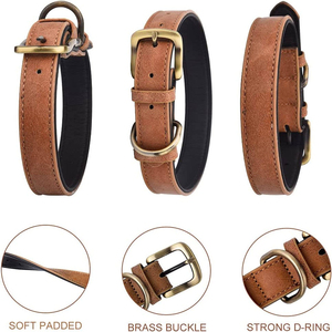 Colliers en cuir vintage pour chiens, accessoires pour animaux de compagnie, personnalisation de marque, fournisseur en ligne, colliers en cuir pour chiens. - Product Image 2