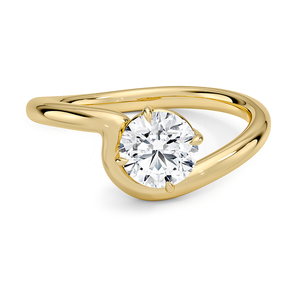 Bague de fiançailles moderne en diamant solitaire bypass - Product Image 1