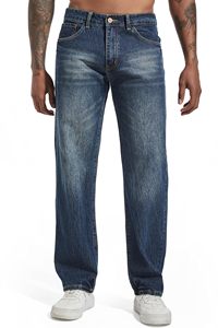 Jeans de Mezclilla para Hombre, Corte Recto, Lavado a la Piedra, Cintura Media, Corte Regular, Estilo Casual de Algodón, para Otoño - Product Image 4