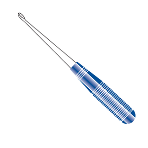Curettes manuelles américaines pour fusion spinale, en acier inoxydable, manches en acétal bleu, 254 mm de long, droites, taille 000, 2 mm x 4 mm, fabricant - Product Image 1