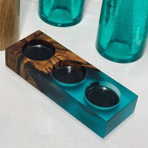 Blue Resin <b>Candle</b> Holders 3 Tealight <b>Candle</b> Holder Resin and <b>Floating</b> Wood Votive <b>Candle</b> Holder Decorative Craftera Exports - Product Image 5