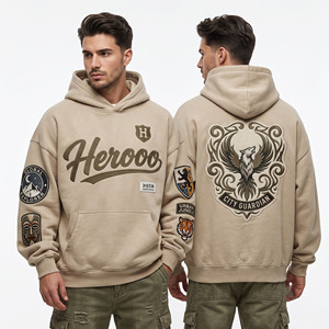 Sweat à capuche pour homme vintage en molleton délavé à l'acide, brodé, épais, coupe oversize, style streetwear, à épaules tombantes - Product Image 4