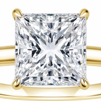 Bague Solitaire de Luxe en Argent S925 Plaqué Or 18K avec Zircon Taille Princesse 2,5 carats et Zircone 5A pour Fiançailles - Vente en Gros