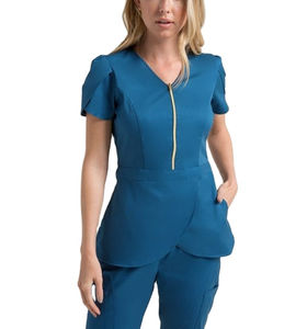 Uniforme Médico para Enfermeras, Traje de Trabajo con Logotipo Personalizado, Uniforme Médico Elástico a la Moda, Conjunto de Enfermería Sólido, Tops - Product Image 4