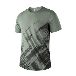 T-shirt à manches courtes pour homme, col rond, 100% polyester, motif imprimé géométrique, respirant, séchage rapide, coupe décontractée, jersey - Product Image 1