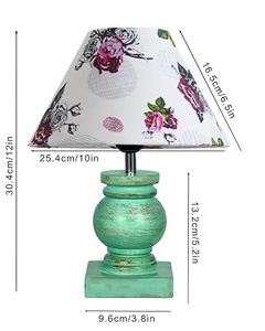 Vintage Floral Table Lamp <b>Rustic</b> Whitewash Wood Bedside Night Light Decorative <b>Desk</b> Lamp for Bedroom Dorm - Product Image 1