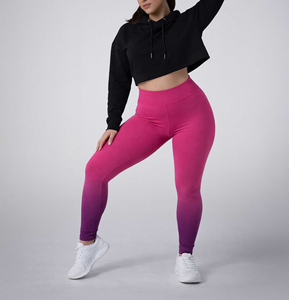 OEM Service Women's High Waist Gym Fitness <b>Set</b> Breathable Yoga Leggings & Crop Oversized Hoodie Solid Top Yoga <b>Set</b> for Women - Product Image 2